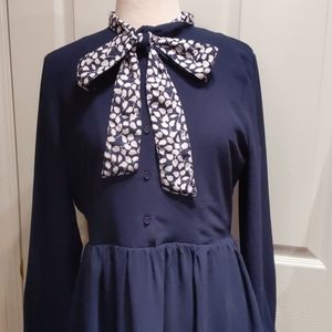 Fever London navy tie neck dress sz 10